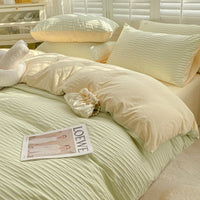 Thumbnail for Seersucker Bedding Set with Soft Duvet Cover, Flat Sheets, and Pillowcase - Casatrail.com