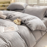 Thumbnail for Seersucker Bedding Set with Soft Duvet Cover, Flat Sheets, and Pillowcase - Casatrail.com