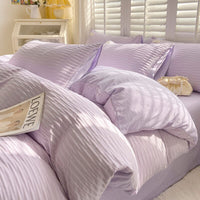 Thumbnail for Seersucker Bedding Set with Soft Duvet Cover, Flat Sheets, and Pillowcase - Casatrail.com