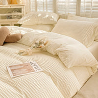 Thumbnail for Seersucker Bedding Set with Soft Duvet Cover, Flat Sheets, and Pillowcase - Casatrail.com