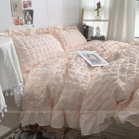 Thumbnail for Seersucker Ruffles Lace Bedding Set With Soft Sheet, Duvet Cover & Pillow Covers - Casatrail.com