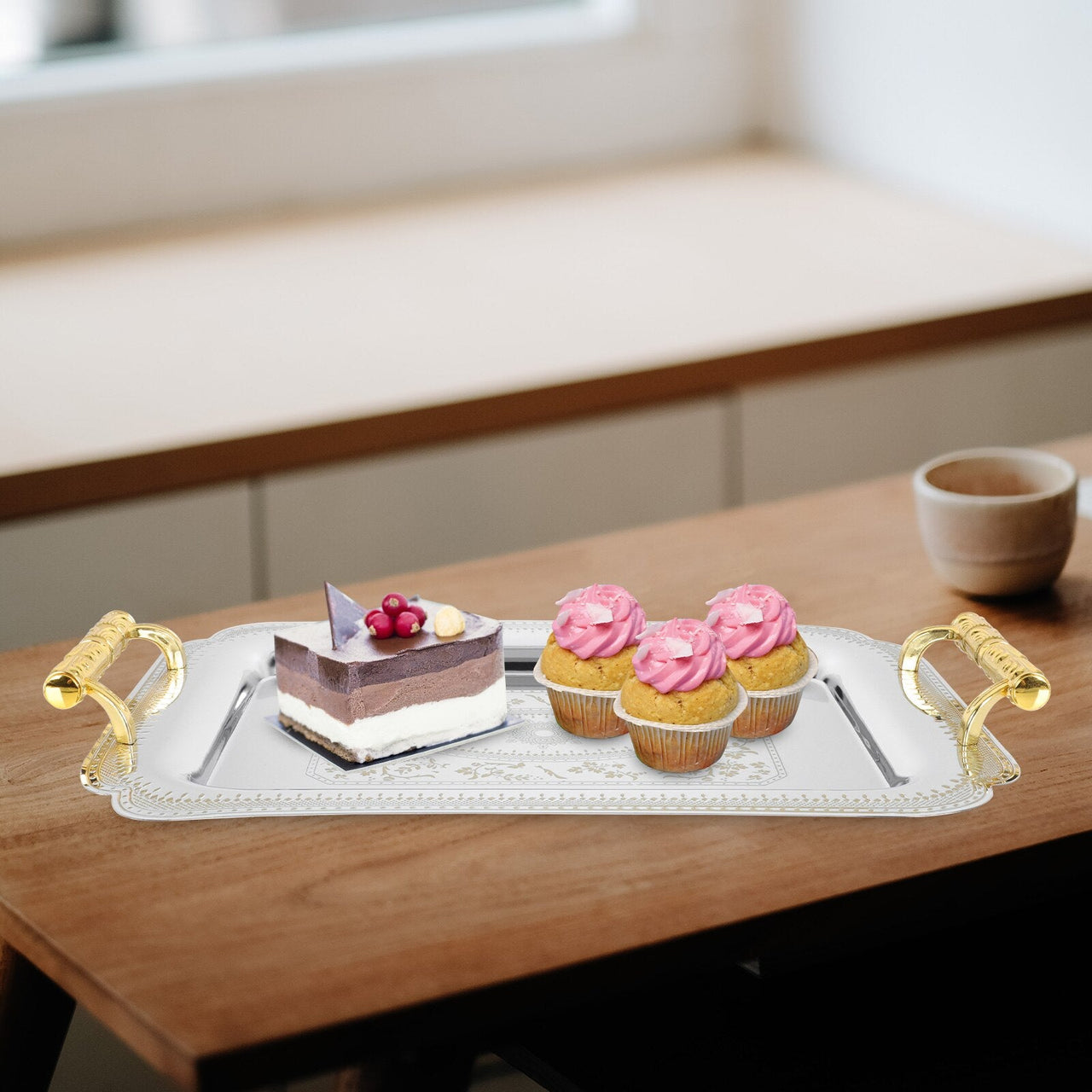 Serving Plate - Metal Coffee Cake Dessert Tray - Casatrail.com