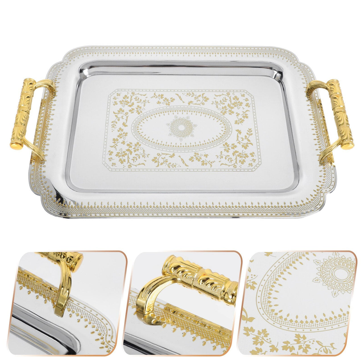 Serving Plate - Metal Coffee Cake Dessert Tray - Casatrail.com