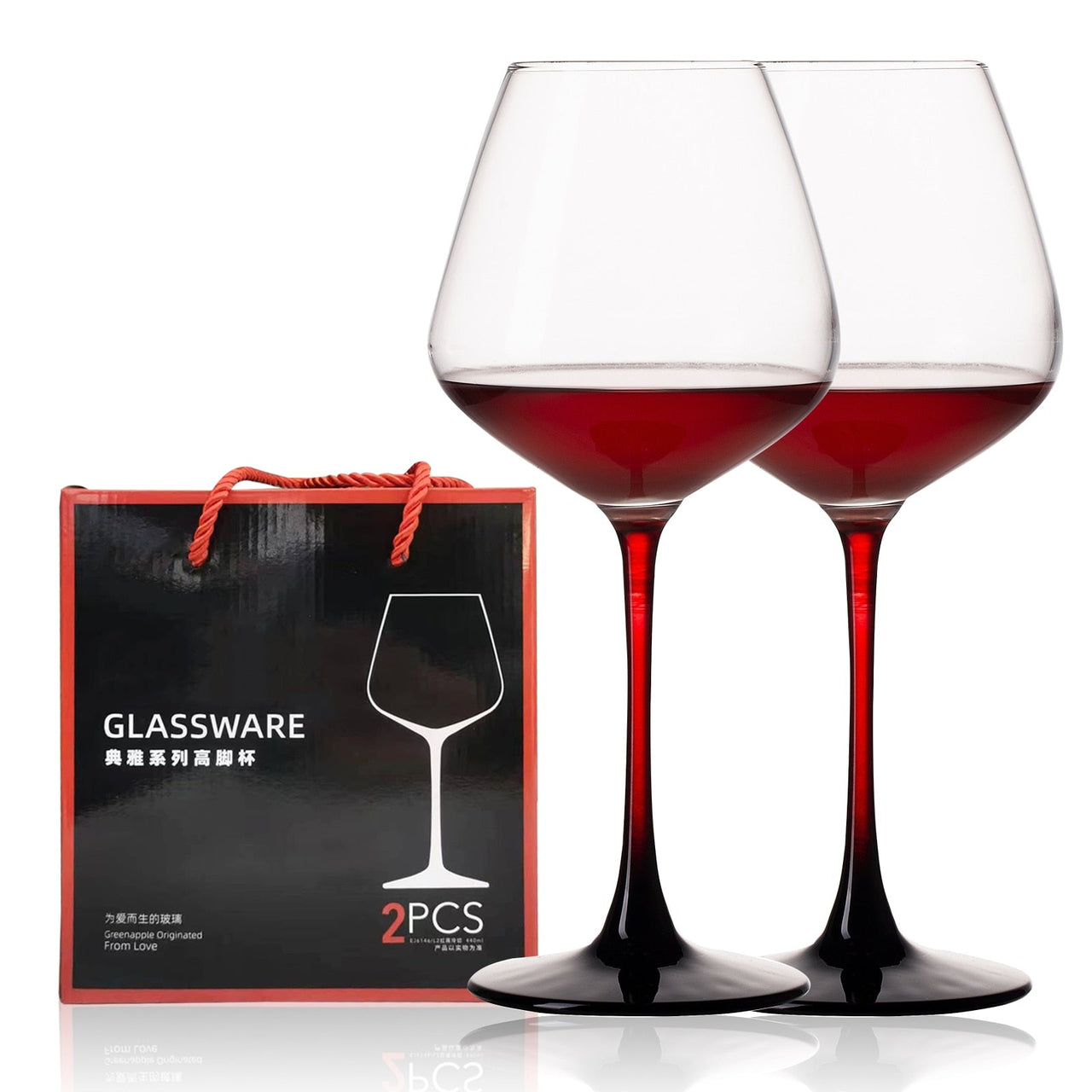 Set of 2 Wine Glasses - 15.8 Oz Clear Long Stem - Casatrail.com