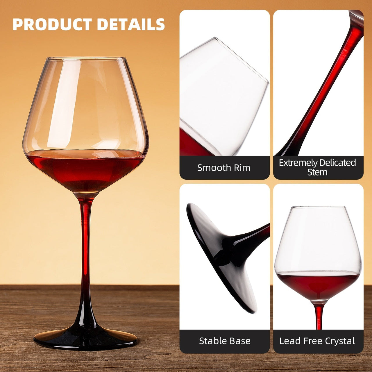 Set of 2 Wine Glasses - 15.8 Oz Clear Long Stem - Casatrail.com