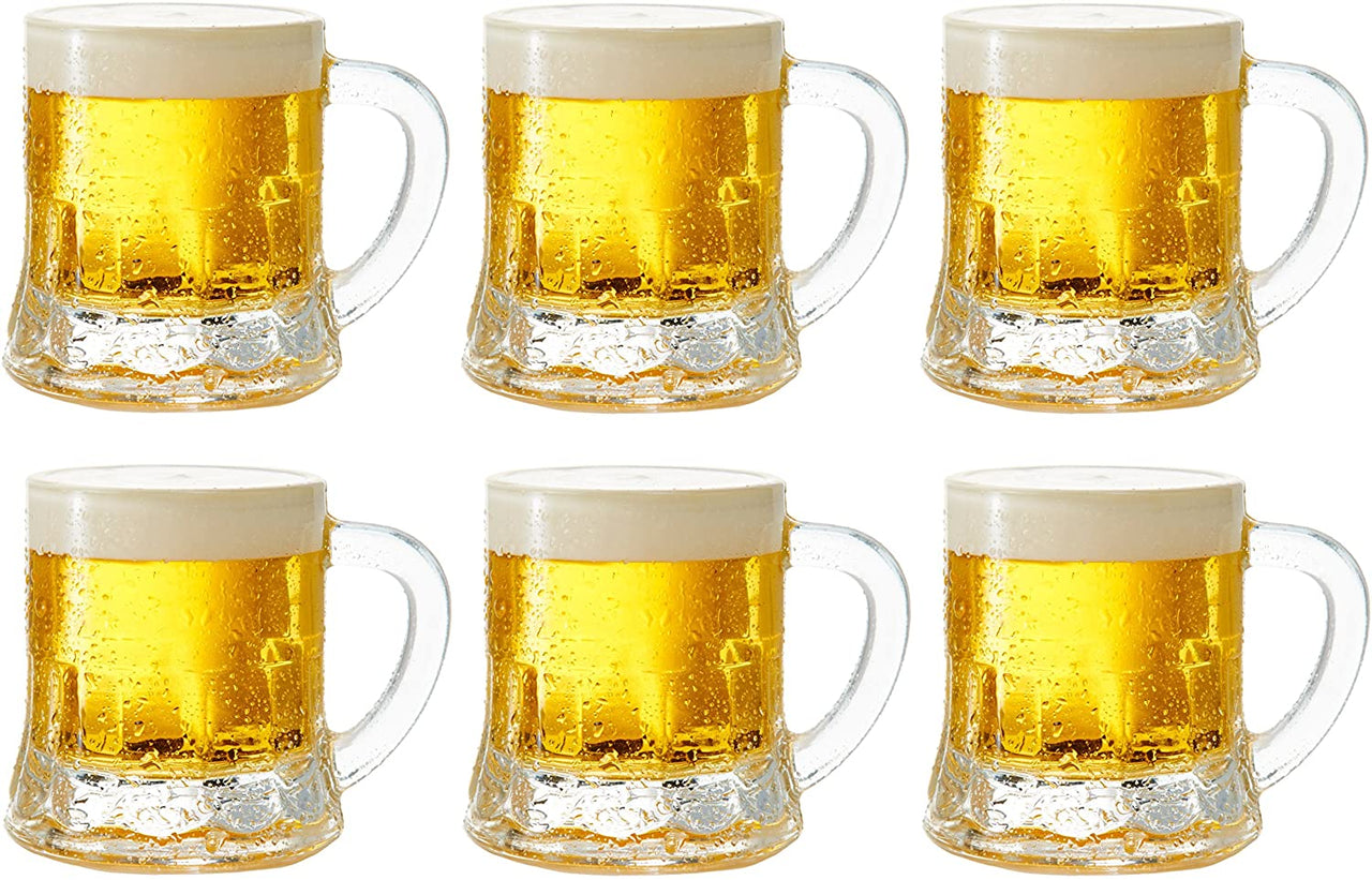 Set of 6 Mini Mason Beer Mugs Heavy Base Glasses - Casatrail.com