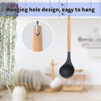 Thumbnail for Silicone Ladle Soup Spoon With Wooden Handle - Casatrail.com