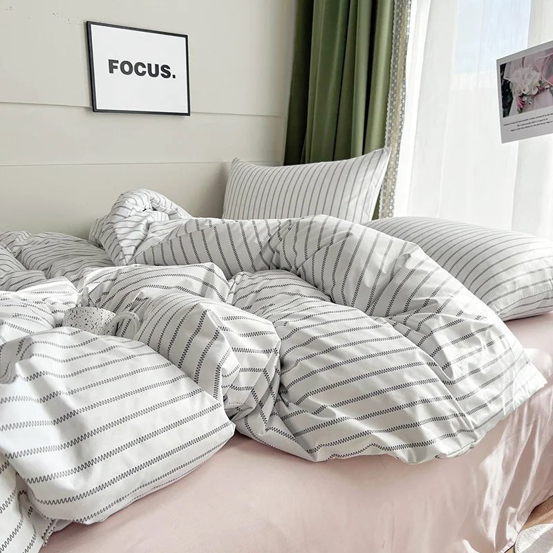 Simple Stripe Duvet Cover for Queen Size Bed - Casatrail.com