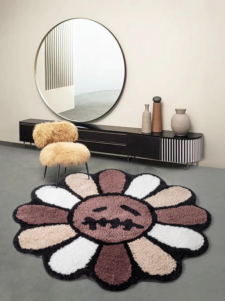 Smiling Face Tufted Flower Art Rug - Casatrail.com