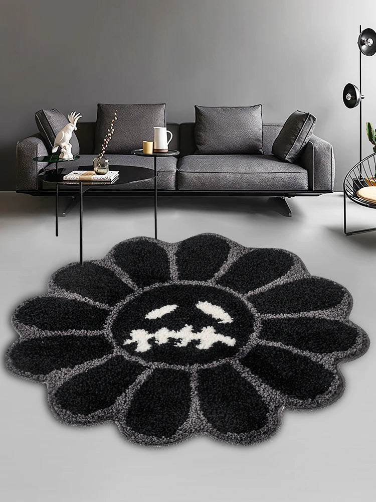 Smiling Face Tufted Flower Art Rug - Casatrail.com