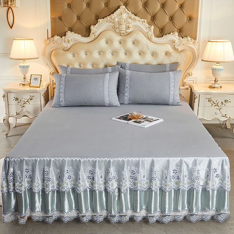 Soft Lace Bed Skirt Set for King/Queen Size Beds - Casatrail.com