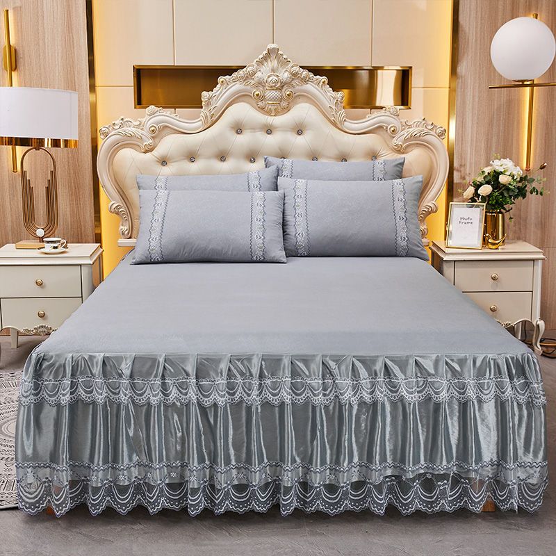 Soft Lace Bed Skirt Set for King/Queen Size Beds - Casatrail.com