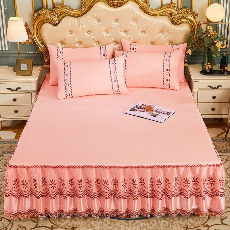 Soft Lace Bed Skirt Set for King/Queen Size Beds - Casatrail.com