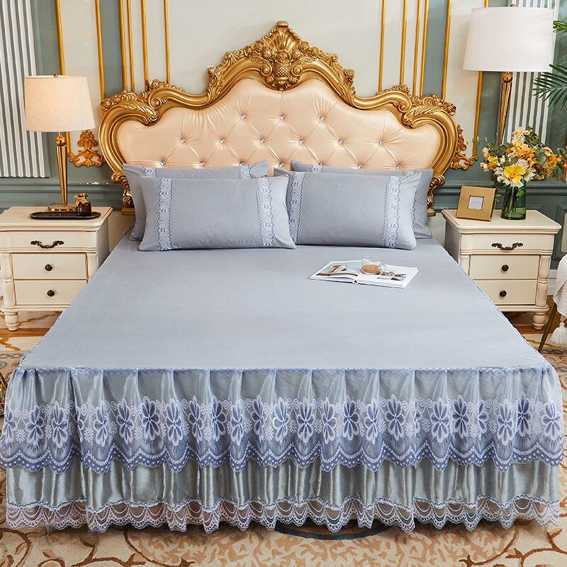 Soft Lace Bed Skirt Set for King/Queen Size Beds - Casatrail.com