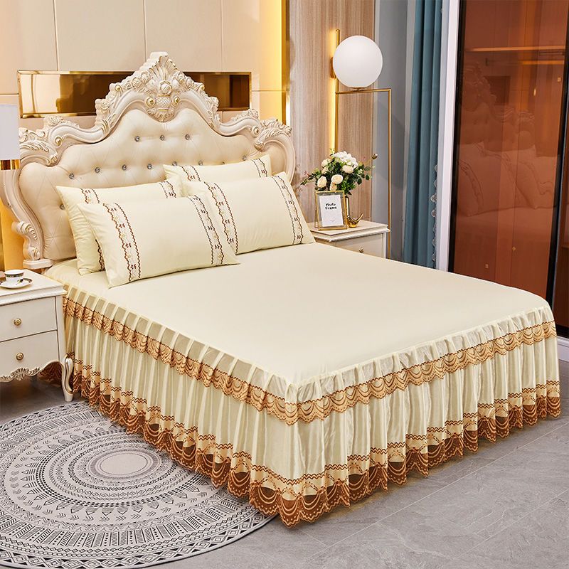 Soft Lace Bed Skirt Set for King/Queen Size Beds - Casatrail.com