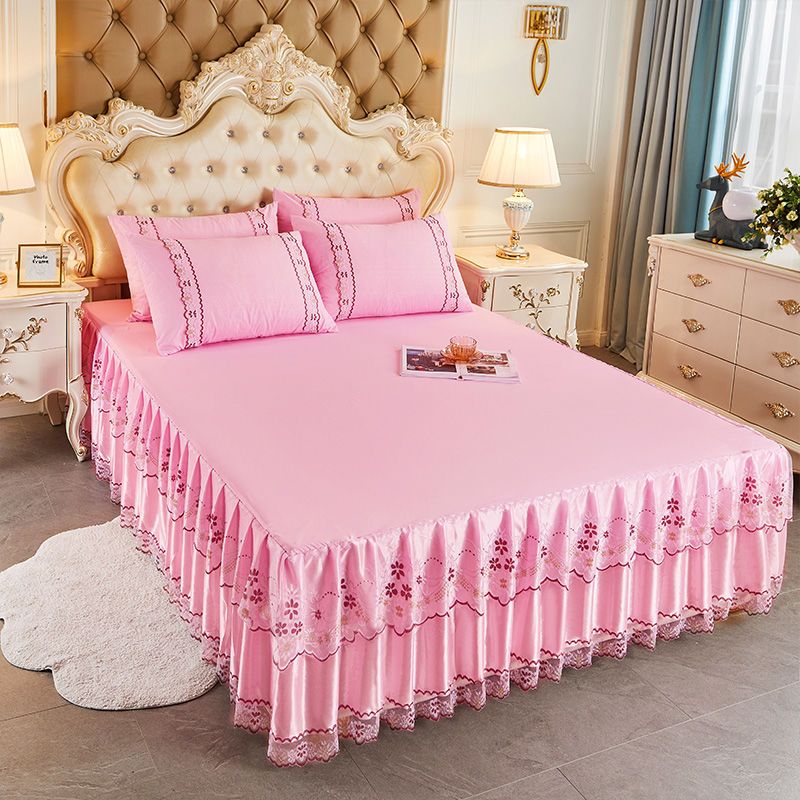 Soft Lace Bed Skirt Set for King/Queen Size Beds - Casatrail.com