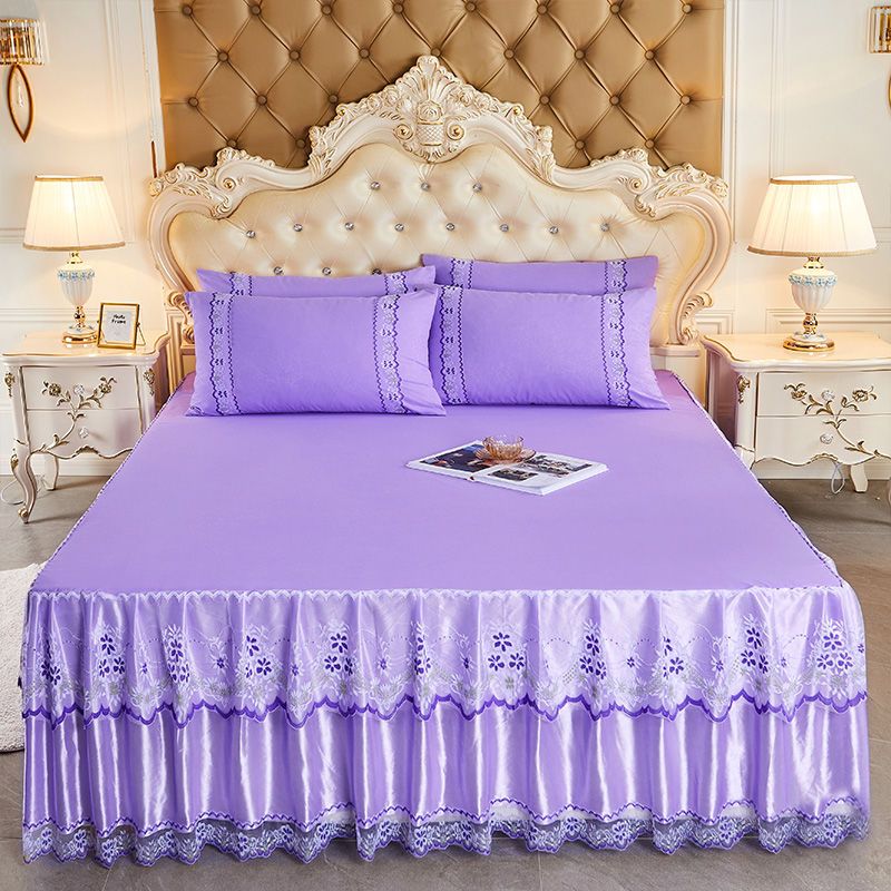 Soft Lace Bed Skirt Set for King/Queen Size Beds - Casatrail.com