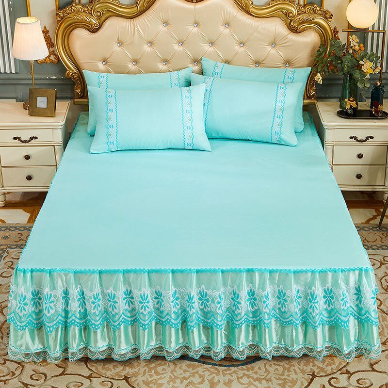 Soft Lace Bed Skirt Set for King/Queen Size Beds - Casatrail.com