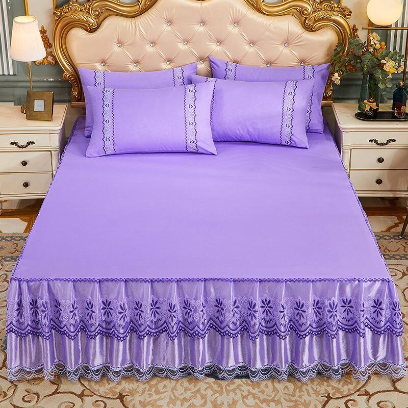 Soft Lace Bed Skirt Set for King/Queen Size Beds - Casatrail.com