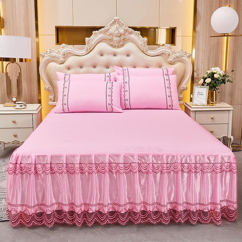 Soft Lace Bed Skirt Set for King/Queen Size Beds - Casatrail.com