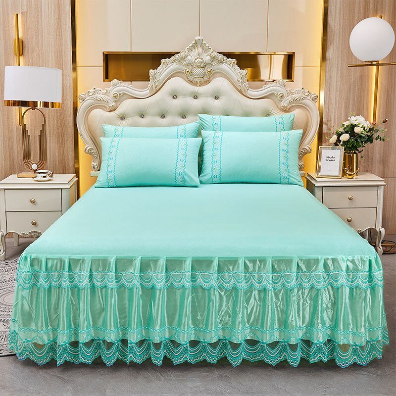 Soft Lace Bed Skirt Set for King/Queen Size Beds - Casatrail.com