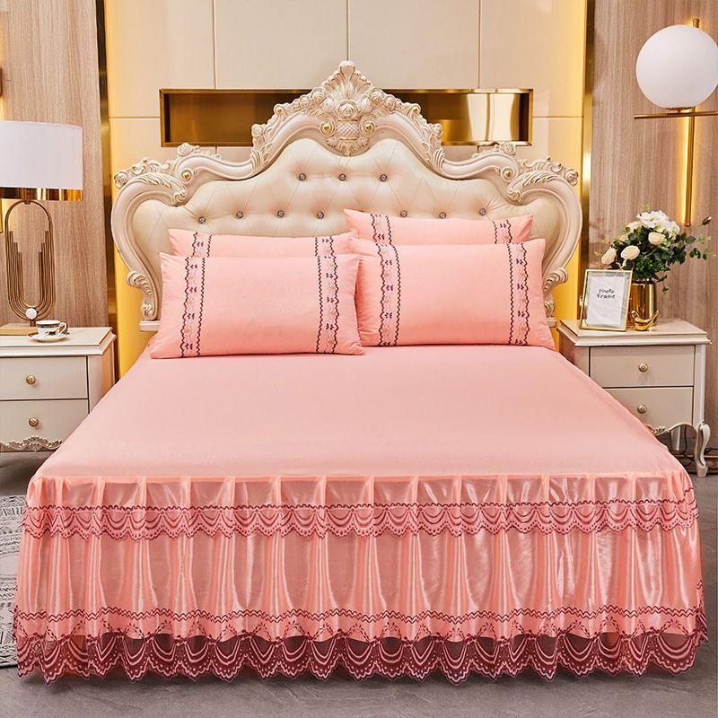 Soft Lace Bed Skirt Set for King/Queen Size Beds - Casatrail.com