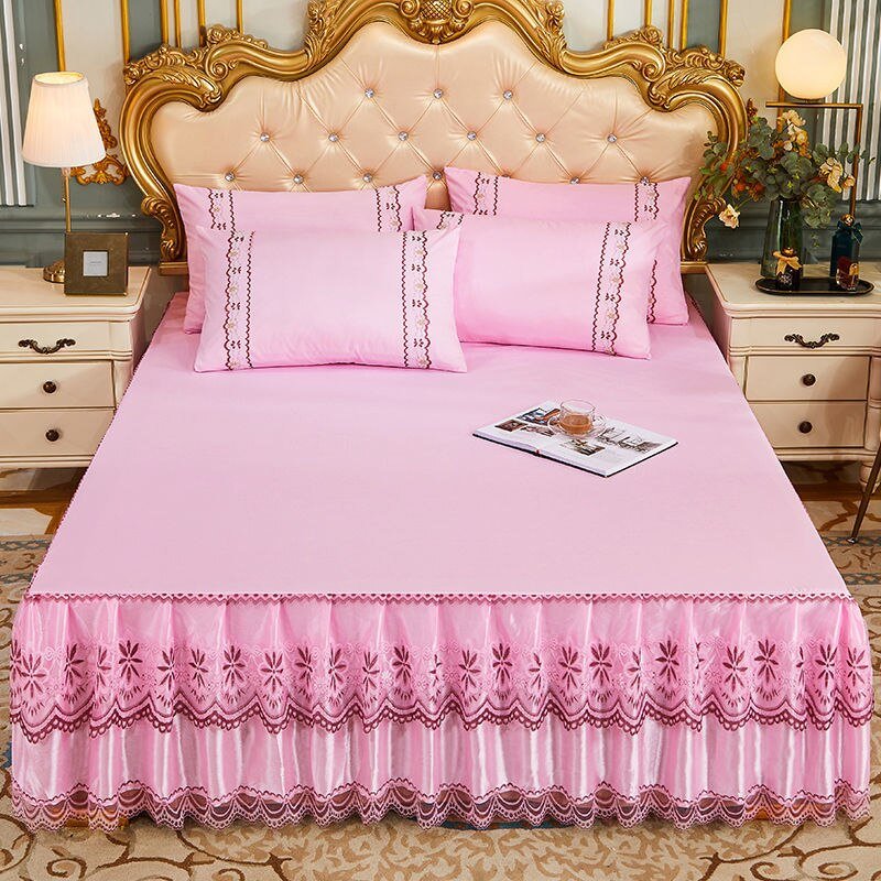 Soft Lace Bed Skirt Set for King/Queen Size Beds - Casatrail.com