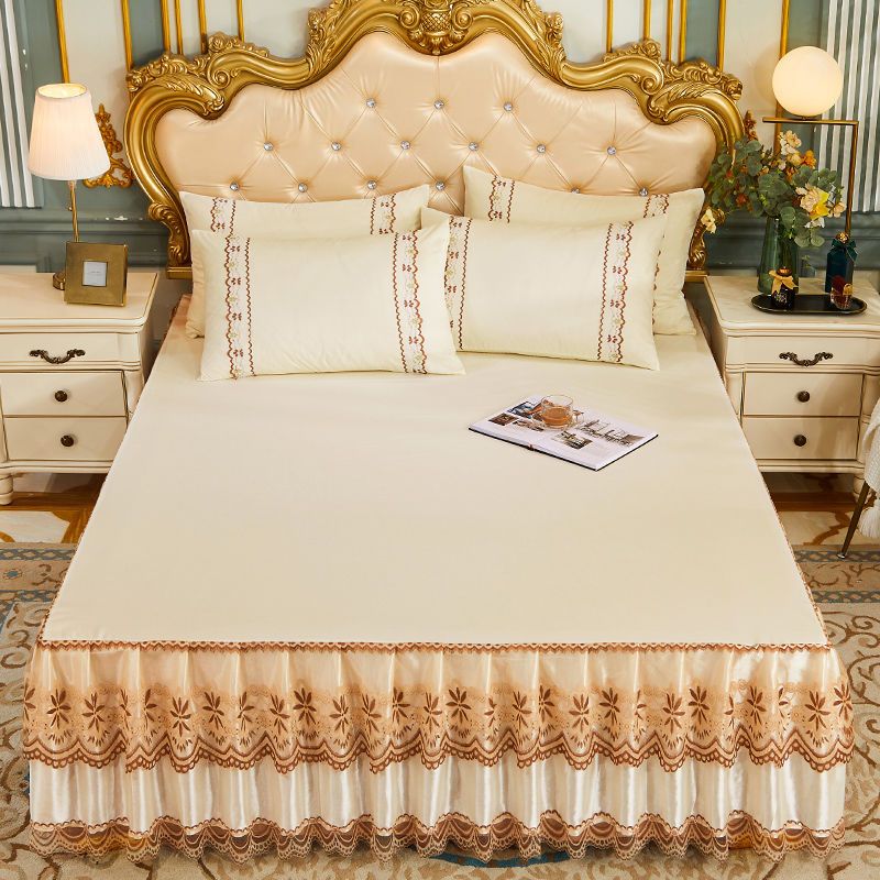 Soft Lace Bed Skirt Set for King/Queen Size Beds - Casatrail.com