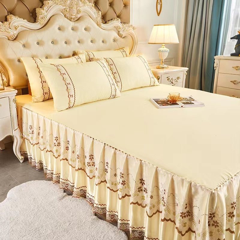 Soft Lace Bed Skirt Set for King/Queen Size Beds - Casatrail.com