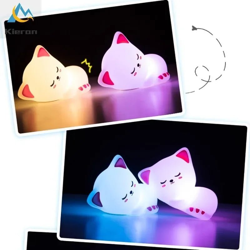 Soft Silicone Cat LED USB Rechargeable Night Light - Casatrail.com