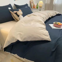 Thumbnail for Solid Blue Duvet Cover Set - Flat Sheet with Pillowcases - Casatrail.com