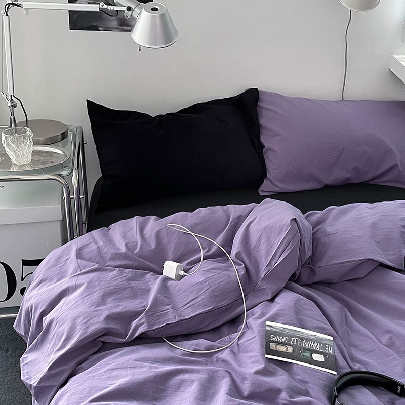 Solid Blue Duvet Cover Set - Flat Sheet with Pillowcases - Casatrail.com