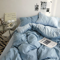 Thumbnail for Solid Blue Duvet Cover Set - Flat Sheet with Pillowcases - Casatrail.com