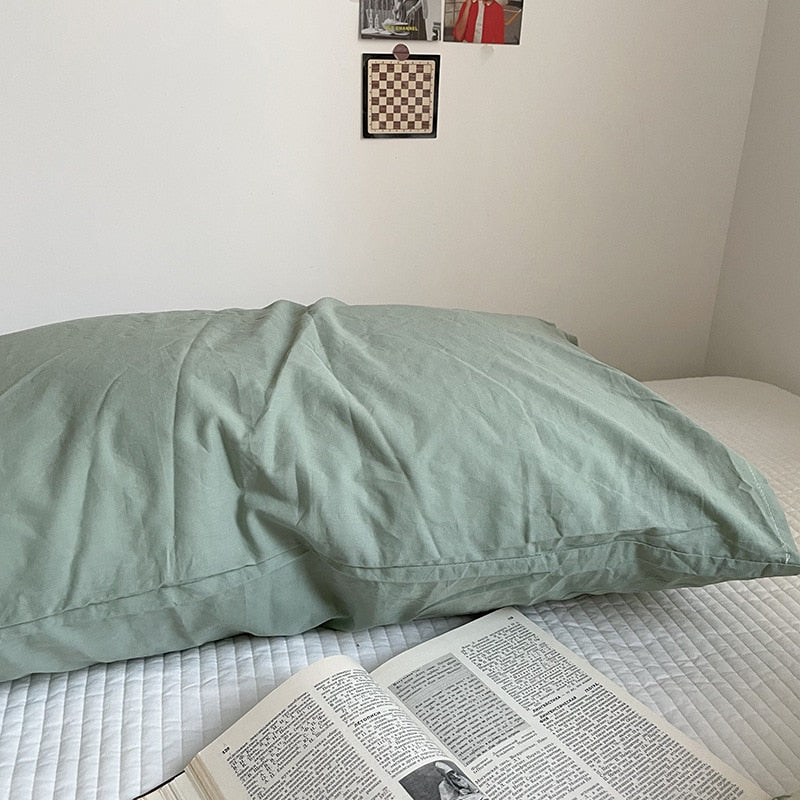 Solid Color Cotton Washed Pillowcase Set - Casatrail.com