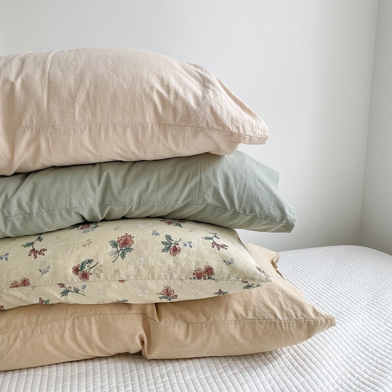 Solid Color Cotton Washed Pillowcase Set - Casatrail.com