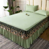 Thumbnail for Solid Color Lace Bed Skirt Three Piece Set with Princess Style for Smooth Bed Spread and Mattress Protection - Casatrail.com