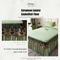 Thumbnail for Solid Color Lace Bed Skirt Three Piece Set with Princess Style for Smooth Bed Spread and Mattress Protection - Casatrail.com