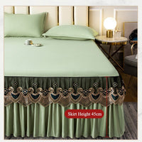 Thumbnail for Solid Color Lace Bed Skirt Three Piece Set with Princess Style for Smooth Bed Spread and Mattress Protection - Casatrail.com