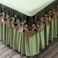 Thumbnail for Solid Color Lace Bed Skirt Three Piece Set with Princess Style for Smooth Bed Spread and Mattress Protection - Casatrail.com