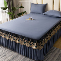 Thumbnail for Solid Color Lace Bed Skirt Three Piece Set with Princess Style for Smooth Bed Spread and Mattress Protection - Casatrail.com