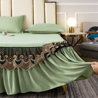 Thumbnail for Solid Color Lace Bed Skirt Three Piece Set with Princess Style for Smooth Bed Spread and Mattress Protection - Casatrail.com