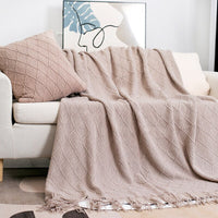 Thumbnail for Solid Color Tassel Knitted Sofa Blanket - Casatrail.com