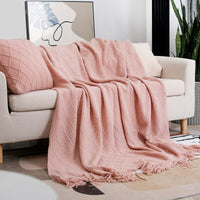 Thumbnail for Solid Color Tassel Knitted Sofa Blanket - Casatrail.com