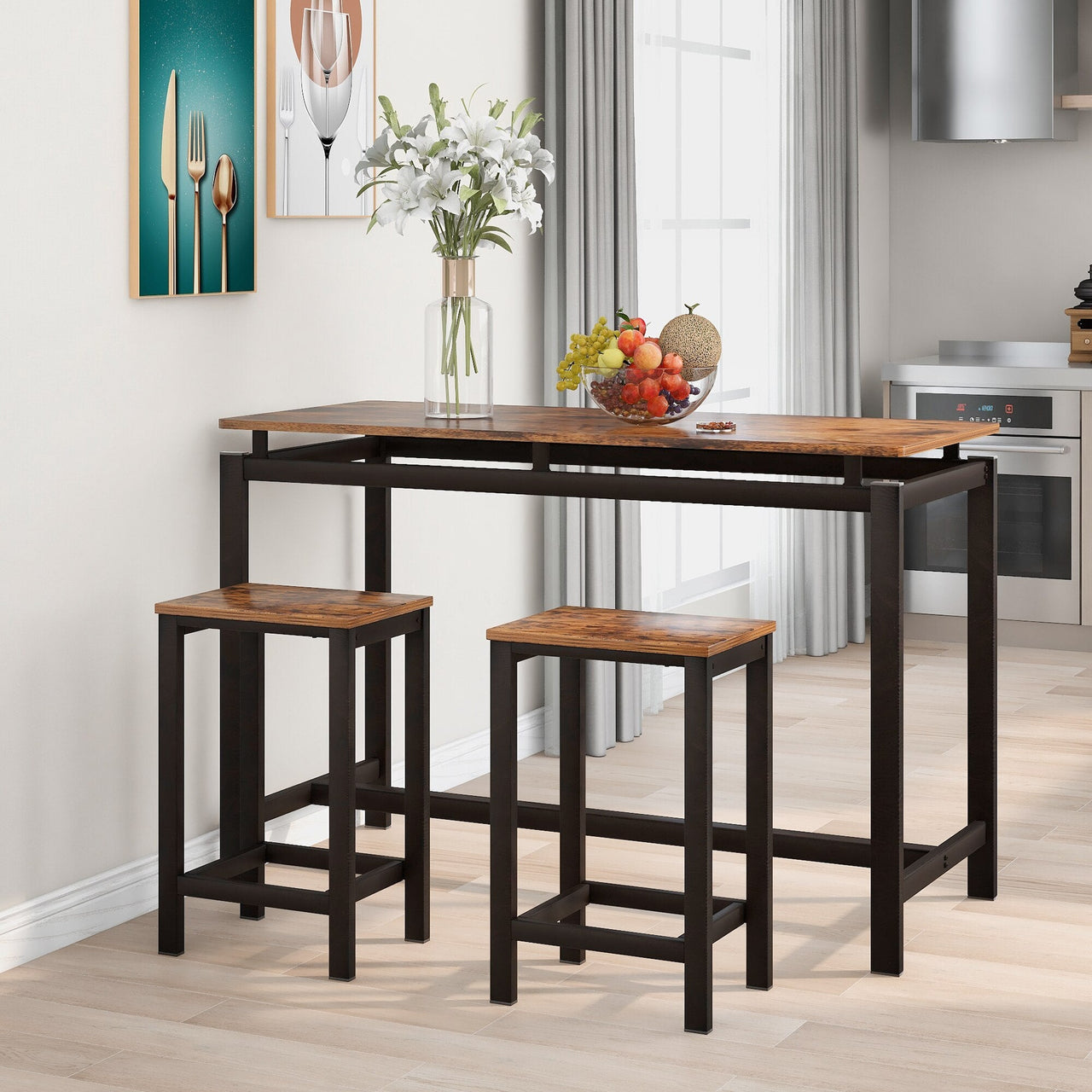 Space - Saving Dining Table Set with Two Chairs - Casatrail.com