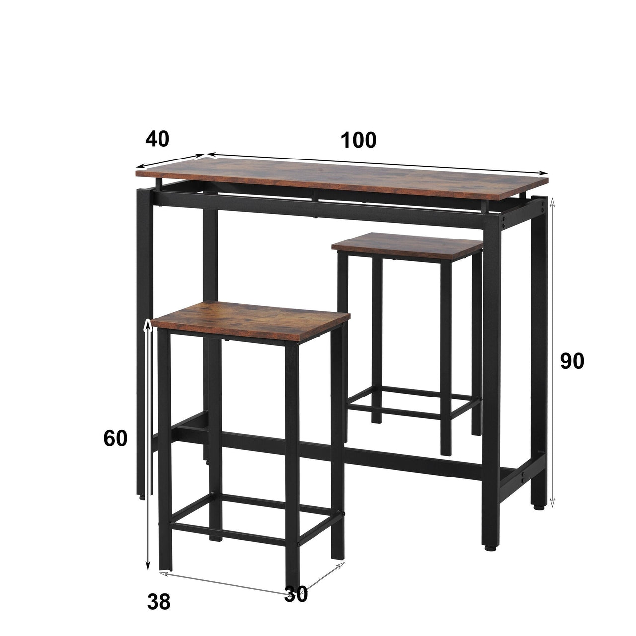 Space - Saving Dining Table Set with Two Chairs - Casatrail.com