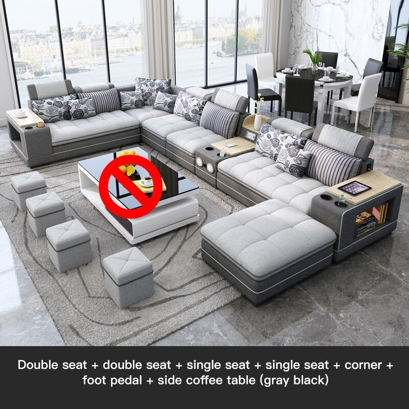 Speaker Sound System Bluetooth U - Shaped Living Room Sofa Bed Sets - Casatrail.com