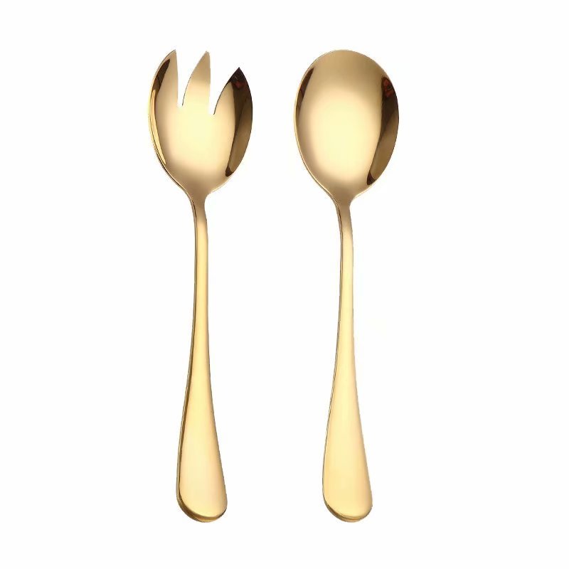 Spklifey Gold Salad Spoon Fork Set - 2PCS - Casatrail.com