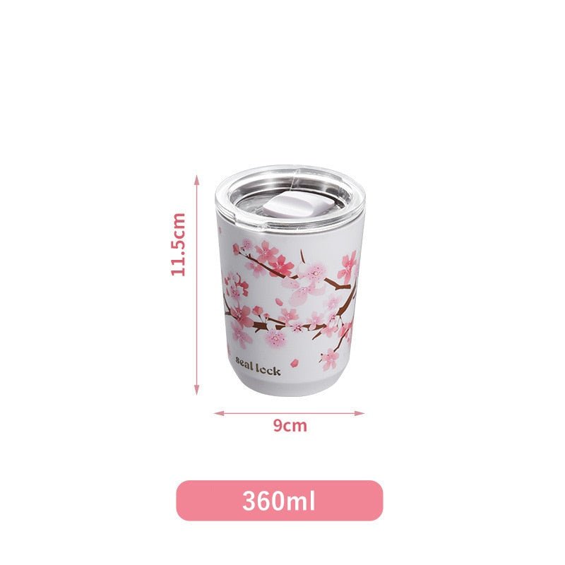Stainless Steel Cherry Blossom Thermal Mug With Lid - Casatrail.com