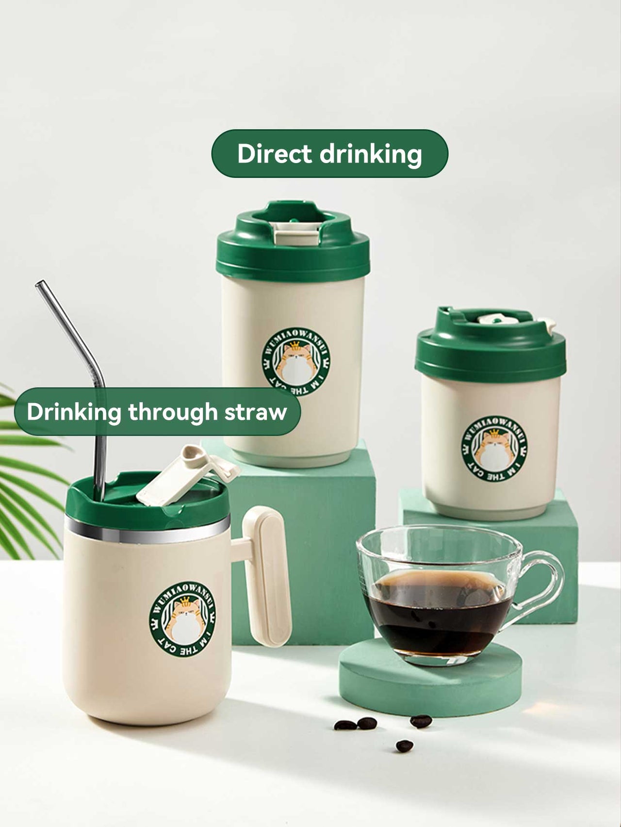 Stainless Steel Coffee Cup Thermos with Straw - Casatrail.com