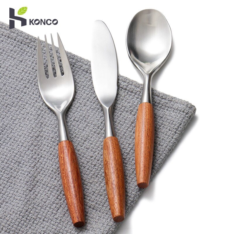 Stainless Steel Flatware Rose Wood Silverware Cutlery Set - Casatrail.com